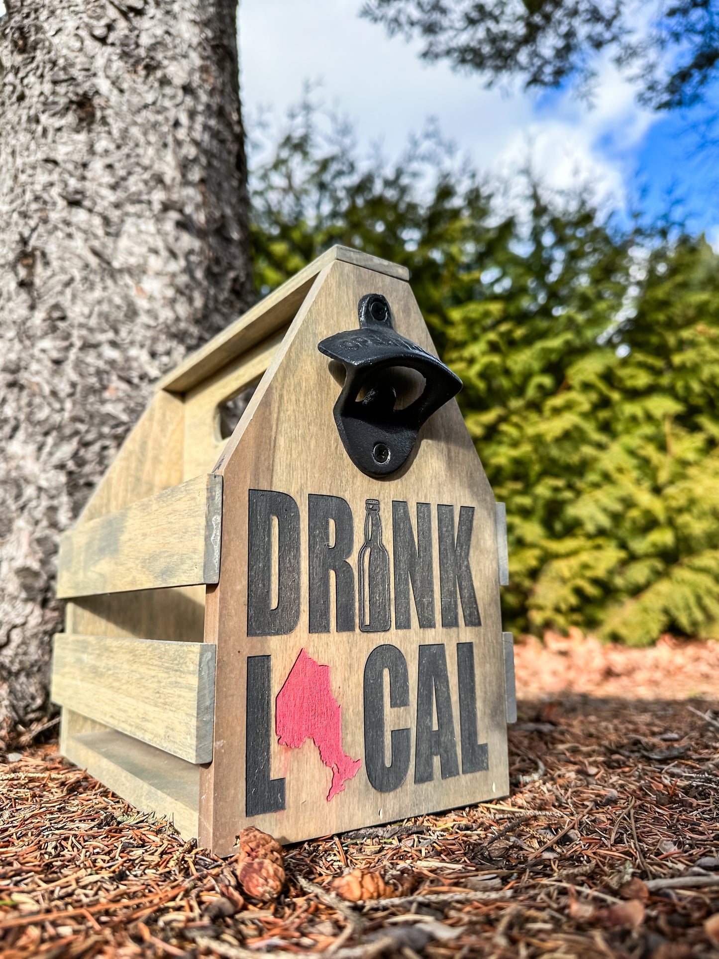 Personalized Solid Wood Beer Caddy with Bottle Opener