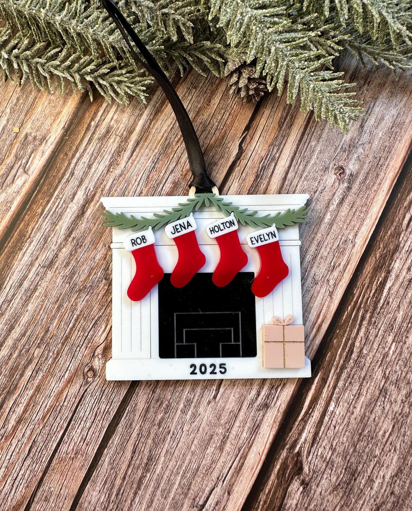 Personalized Family Fireplace Ornament