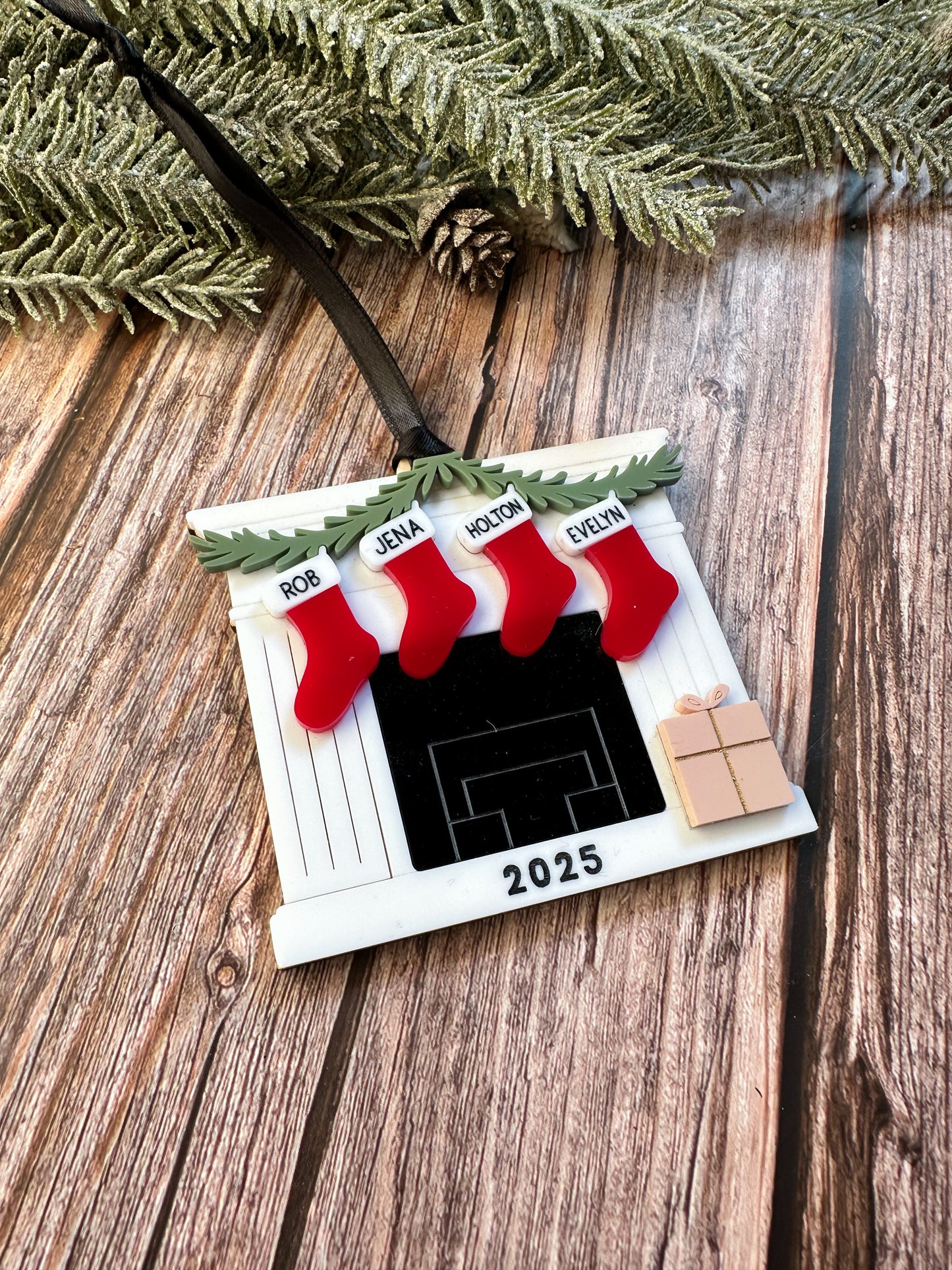 Personalized Family Fireplace Ornament